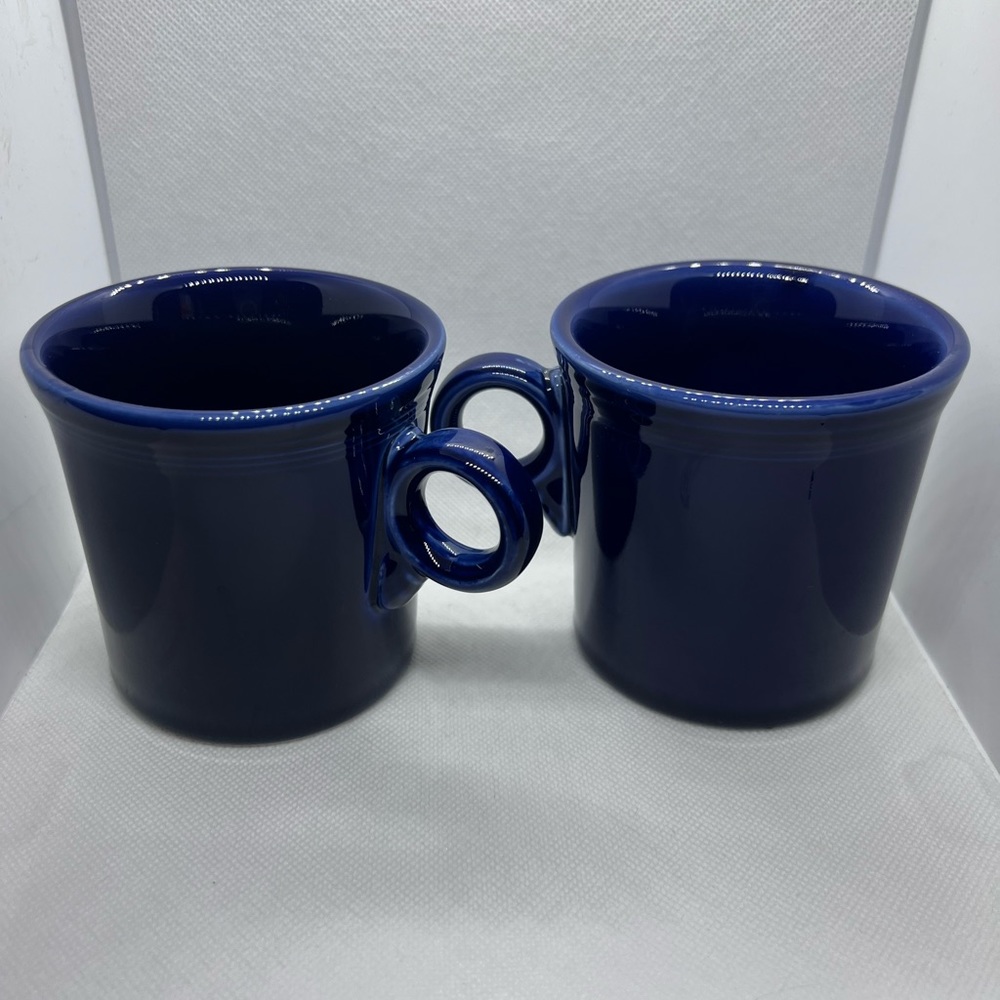 Set of two Fiestaware Cobalt ring handled mugs, like new condition. Never used.